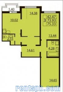 Продам квартиру  в новостройке  ЖК «Шуваловский»  , Дом 8     
3-к квартира  74.8 м²  на 9 этаже  25...